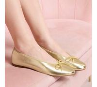 Shein Zapatos de ballet de estilo francés con lazo decorativo, puntera redonda, material de PU, adecuados para ir al trabajo, fiestas, vacaciones y todas la