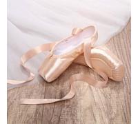 Shein Zapatos de ballet profesionales de moda para niñas, bailarinas de satén rosa, adecuados para competencias de danza, yoga, fiestas y otras ocasiones