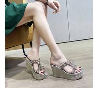 Shein Zapatos de galleta con suela gruesa y tacón alto con punta puntiaguda impermeables