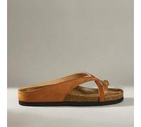 Shein Zapatos de mujer para primavera y verano, sandalias casuales con tiras cruzadas, hebilla decorativa dorada y suela gruesa, cómodas chanclas para usar