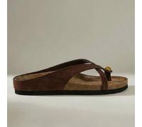 Shein Zapatos de mujer para primavera y verano, sandalias casuales con tiras cruzadas, hebilla decorativa dorada, suela gruesa, para usar en la playa y vaca