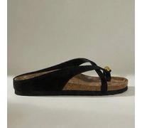 Shein Zapatos de mujer para primavera y verano, sandalias casuales con tiras cruzadas, hebilla decorativa dorada, suela gruesa, para usar en la playa y vaca