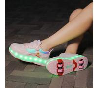 Shein Zapatos de patines con 4 ruedas, zapatillas deportivas con luces LED que se encienden, de corte bajo con , con 4 ruedas desmontables para convertir en