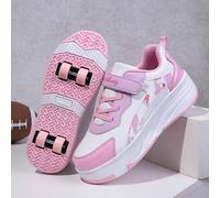 Shein Zapatos de patines con ruedas desmontables 2 en 1 para niños y niñas, de moda, de parte superior baja, duraderos y antideslizantes, adecuados para act