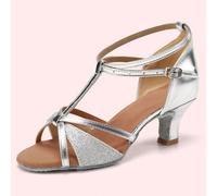 Shein Zapatos de práctica de baile de flamenco y tango para damas: Este calzado de baile presenta un corte superior de satén de alta calidad y PU, con una s