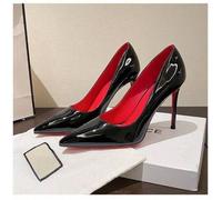 Shein Zapatos de tacón alto con suela roja para mujer, novedad 2025, de recubierto puntiagudo, con diseño de nicho de celebridades de Internet, de 9 cm de t