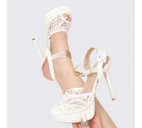 Shein Zapatos de tacón alto de pasarela de moda, sandalias de plataforma impermeables de una correa de malla con tacón grueso para mujer, de verano