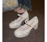 Shein Zapatos de tacón tipo Mary Janes con plataforma elegante y detalles de brillo para la novia y los invitados a la boda - Inspirados en los cuentos de h