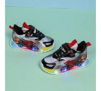 Shein Zapatos deportivos de cuero con LED luminoso de estilo motocicleta, adecuados para niños y niñas - Casual, con amortiguación de impactos, aptos para l