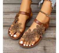Shein Zapatos elegantes con decoración floral para mujer, diseño lindo de punta abierta, sandalias de estilo cuento de hadas de verano para vacaciones. Tall