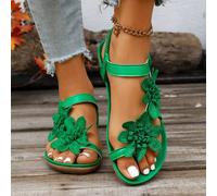 Shein Zapatos elegantes con decoración floral para mujer, diseño lindo de punta abierta, sandalias de estilo cuento de hadas de verano para vacaciones. Tall