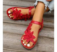 Shein Zapatos elegantes con decoración floral para mujer, diseño lindo de punta abierta, sandalias de estilo de cuento de hadas de verano para vacaciones. T