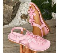 Shein Zapatos elegantes con decoración floral para mujer, diseño lindo de punta abierta, sandalias de estilo cuento de hadas de verano para vacaciones. Tall