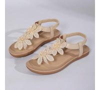 Shein Zapatos elegantes con decoración floral para mujer, diseño lindo de punta abierta, sandalias de estilo de cuento de hadas de verano para vacaciones. T