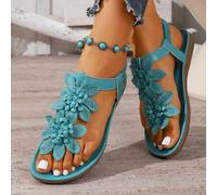 Shein Zapatos elegantes con decoración floral para mujer, diseño lindo de punta abierta, sandalias de estilo de cuento de hadas de verano para vacaciones. T
