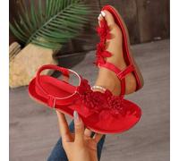 Shein Zapatos elegantes con decoración floral para mujer, diseño lindo de punta abierta, sandalias de estilo cuento de hadas de verano para vacaciones. Tall