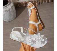 Shein Zapatos elegantes con decoración floral para mujer, diseño lindo de punta abierta, sandalias de estilo cuento de hadas de verano para vacaciones. Tall