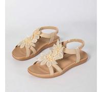 Shein Zapatos elegantes con decoración floral para mujer, diseño lindo de punta abierta, sandalias de estilo cuento de hadas de verano para vacaciones. Tall