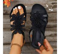 Shein Zapatos elegantes con decoración floral para mujer, diseño lindo de punta abierta, sandalias de estilo cuento de hadas de verano para vacaciones. Tall