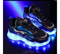 Shein Zapatos Iluminados con Luz LED de 7 Colores Recargables por USB de GUANGLAN, Zapatillas Deportivas de Malla Transpirable con Botón Giratorio, Zapatill