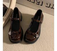 Shein Zapatos Mary Jane retro para mujer, novedad de otoño 2025, con lazo, tacones altos, estilo francés, zapatos individuales, punta redonda, tacones grues