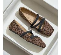 Shein Zapatos Mary Jane versátiles para vestir al aire libre con puntera cuadrada, tacón bajo retro, bordado floral y suela plana de bajo empeine para mujer