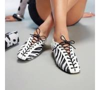Shein Zapatos planos con cordones de estilo minimalista a la moda de los años 2000, adecuados para motocicleta, neutros, dulces, punk, ballet, vuelta al col