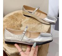 Shein Zapatos tipo Mary Jane de estilo francés para mujer, planos, de punta cuadrada, con correa simple, de talla grande, del US 9-11