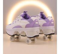 Shein Zapatos unisex con cuatro ruedas, patines con rueda para hombres y mujeres con botón
