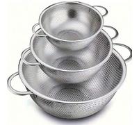Shein Zawaer Juego de 3 coladores de acero inoxidable microperforados con mangos, aptos para pasta, frutas, arroz, verduras, talla grande saludables, altame