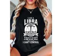 Shein [Zodiac Inspired] "Soft Libra Zodiac T-Shirt for Women - 'I'm a Libra Woman - Was Born with My Heart On My Sleeve' Graphic Design, Short Sleeve, Crew