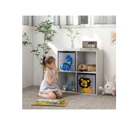 Shein ZONEKIZ Estantería para Juguetes Infantil Librería para Niños de +3 Años con 4 Compartimientos de Almacenaje y 2 Cajones de Tela no Tejida con Imagen