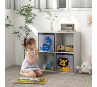 Shein ZONEKIZ Estantería para Juguetes Infantil Librería para Niños de +3 Años con 4 Compartimientos de Almacenaje y 2 Cajones de Tela no Tejida con Imagen