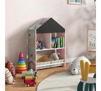 Shein ZONEKIZ Estantería para Juguetes Organizador Infantil con Pizarra Pintable Estantes Abiertos y 2 Cajas de Tela no Tejida Extraíbles para Sala de Juego