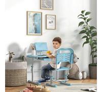 Shein ZONEKIZ Juego de Escritorio y Silla para Niños de 6-12 Años Pupitre Infantil Altura Ajustable con 1 Cajón 1 Estante para Libros y Ángulo de Mesa Ajust