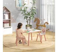Shein ZONEKIZ Mesa y Sillas Infantiles de 3 Piezas Mesa Infantil con 2 Sillas Juego de Muebles para Actividades para Niños de 3-8 Años para Dormitorio Sala