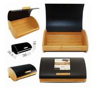 Shein ZYLX SHOPPING - Panera de Bambú con Tapa Metálica 36*26,5*16 cm | Caja para Pan y Bollería | Diseño Elegante y Duradero