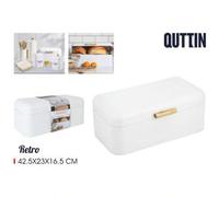 Shein ZYLX SHOPPING - Panera Metálica Blanca Estilo Retro con Asa de Madera - 2 Tamaños Disponibles, Caja para Pan con Tapa, Ideal para Cocina Moderna