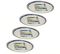 Shein ZYLX SHOPPING - Plato/Bandeja/Bol Peixe 100% Melamina |Pack 4 Unidades | Acabado Brillo con Diseño de Peces | Resistente y Reutilizable