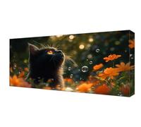 Shejyn Diamond Painting Grande Flor Gato, Manualidades Adultos Cuadro Diamantes Kit, DIY Cuadro Diamantes Niños Principiantes, Diamond Art Bordado Mosaico Completo Kit, Decoración Hogar 20x40cm J-500