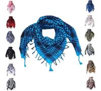 SheKaf Shemagh - Bufanda para hombre y mujer, de algodón, militar, Keffiyeh Arafat, pañuelo táctico para la cabeza del desierto, regalo para el día de San Valentín para él y ella, Turquesa ligera,