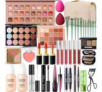 SHELAKIN Juego completo de maquillaje todo en uno para mujer, juego de maquillaje profesional de viaje para mujeres, adolescentes, base, sombra de ojos, lápiz labial, lápiz de cejas, delineador de