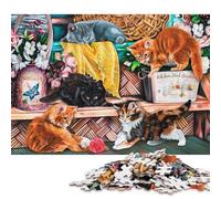 Shelf Kittens Puzzle 300 Piezas Adultos Cumpleaños Juego De Rompecabezas Decoración Juegos Educativos Stress Relief Toy 300pcs (40x28cm)
