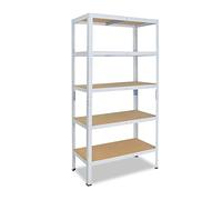 shelfplaza® 200x60x50cm HOME Estantería metálica blanca/Estanterias metalicas 5 baldas/Estanterías fuertes capacidad 175kg / Estanteria de pie resistente estante de almacenamiento garaje
