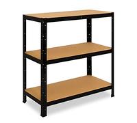 shelfplaza® 90x70x40cm Black Estantería Negra/Estanterias almacenaje Capacidad Carga 175kg / Estanteria Negra 3 baldas estanterías metálicas almacenaje Fuertes/Estanteria Metalica Negra