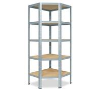shelfplaza Home 180x60x30 cm Estantería de Esquina en galvanizada con 5 baldas y 175 kg de Capacidad de Carga por balda