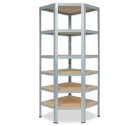 shelfplaza Home 230x70x40 cm Estantería de Esquina en galvanizada con 6 baldas y 145 kg de Capacidad de Carga por balda
