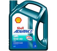 SHELL Aceite de motor 10W-40 Advance aceite parcialmente sintético API SM 4T AX7 4L Compatible con YAMAHA MOTORCYCLES WR VERSITY YZF XVS FZ