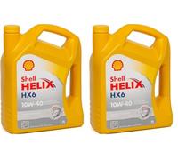 SHELL Aceite de motor 10W-40 Helix aceite parcialmente sintético Aceite para motor ACEA A3/B3 ACEA A3/B4 API SN API CF HX6 5L (Paquete de 2)