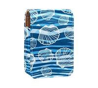 Shell Blue Beautiful Lip Gloss Holder Lipstick Case Portable Mini Lipstick Storage Box Travel Lipstick Organizer Case with Mirror for Women, Varios colores, 9.5x2x7 cm/3.7x0.8x2.7 in